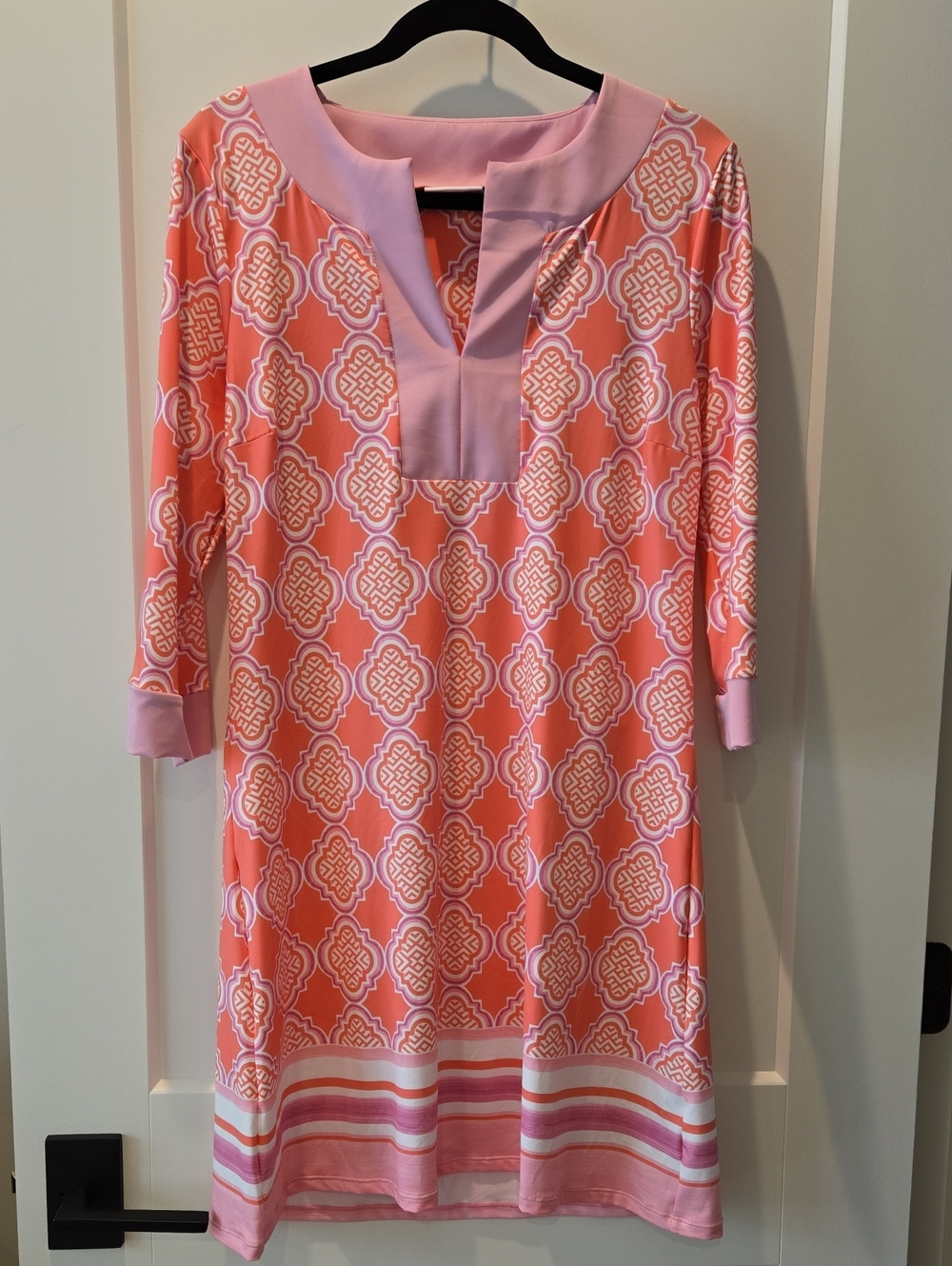 Cabana Life Coral and Light Pink Patterned Midi Dress